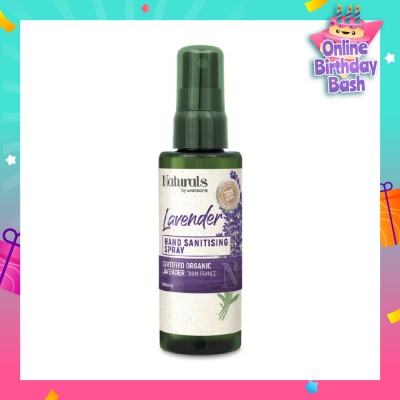 NATURALS BY WATSONS Lavender Hand Sanitising Spray (Certified Organic Lavender From France, Relaxing) 60ml