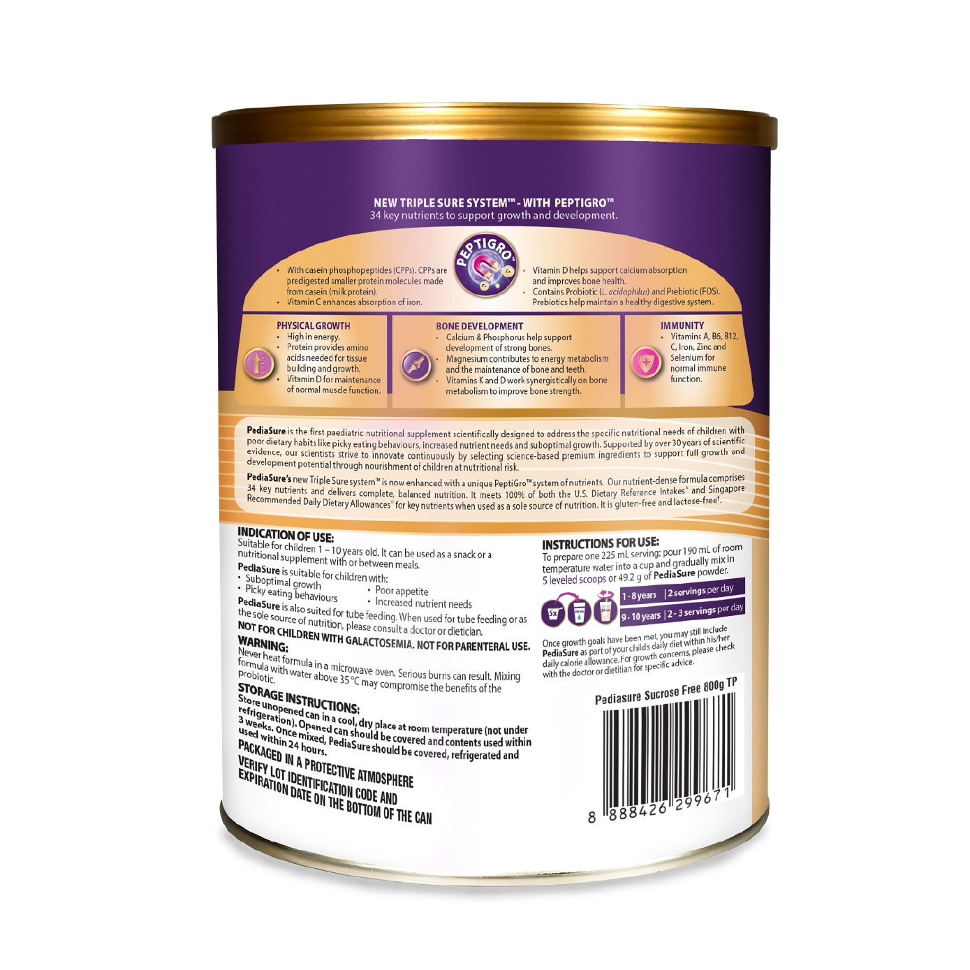 Peptigro Sucrose Free Original Milk Powder Formula Twin Pack (For Children 1-10 Years) 800g x 2s
