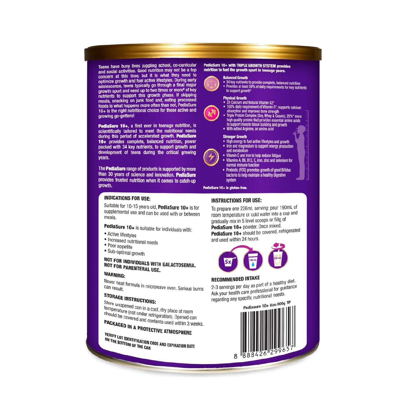 10+ Triple Growth System Vanilla Milk Powder Formula Twin Pack (For Children 10-15 Years) 800g x 2s