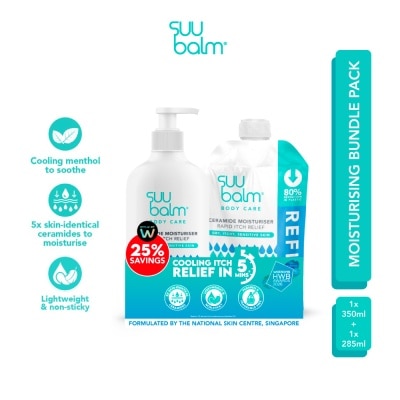 SUU BALM Ceramide Moisturiser Rapid Itch Relief Packset consists of Moisturiser 350ml + Refill Pack 285ml image