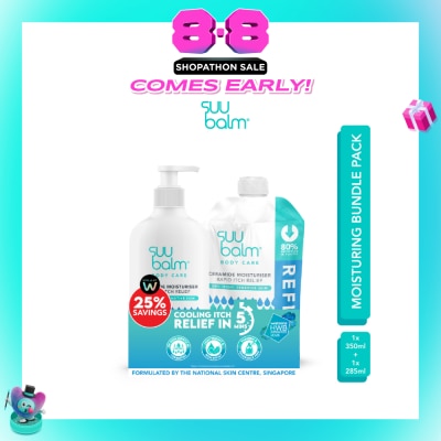 SUU BALM - Ceramide Moisturiser Rapid Itch Relief Packset consists of Moisturiser 350ml + Refill Pack 285ml