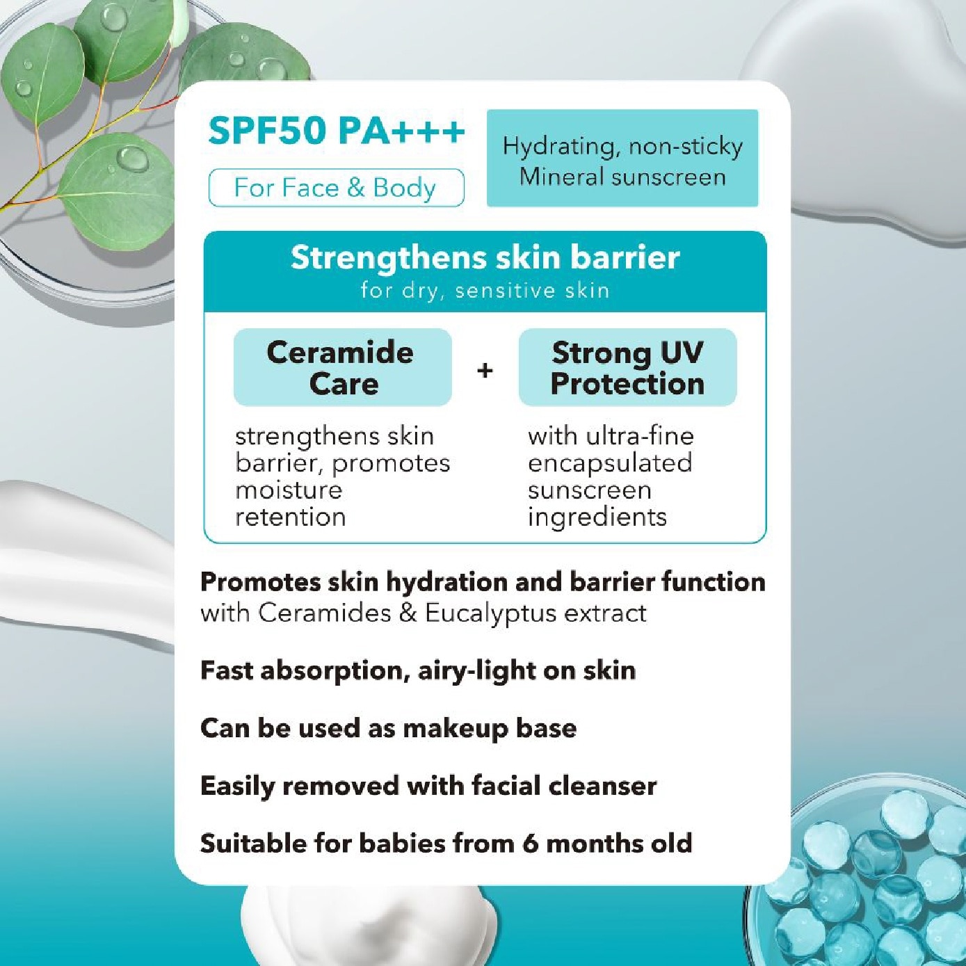 Intensive Moisture Care Skin Repair UV Protection Serum 60g (Hydrating Ceramide Mineral Sunscreen)