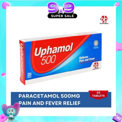 UPHAMOL - Paracetamol 500Mg (Relief Pain And Reduces High Temperature And Fever) Tablet 20s&nbsp;(Expiry: May`2027) image