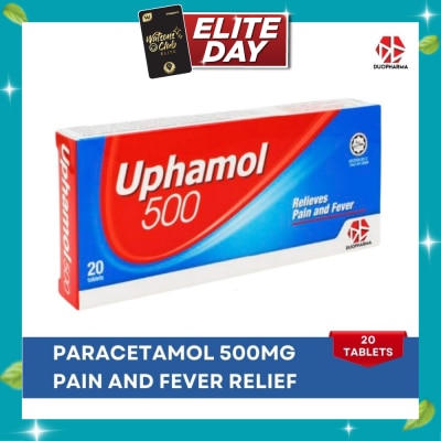 UPHAMOL Paracetamol 500Mg (Relief Pain And Reduces High Temperature And Fever) Tablet 20s (Expiry: May`2027) image