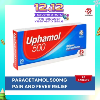 UPHAMOL Paracetamol 500Mg (Relief Pain And Reduces High Temperature And Fever) Tablet 20s