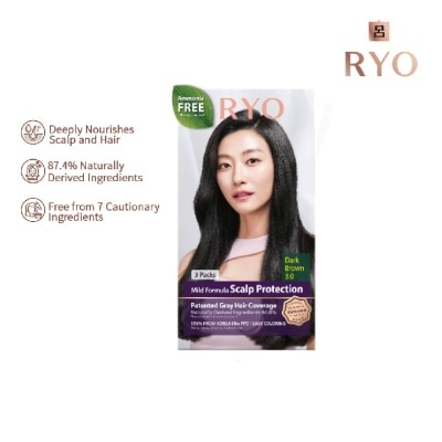 RYO Mild Formula Gray Hairdye Cream 3.0 Dark Brown 1s