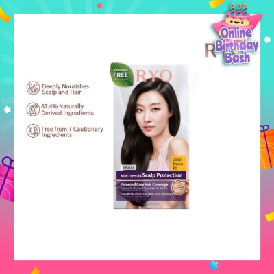 RYO Mild Formula Gray Hairdye Cream 4.0 Deep Brown 1s