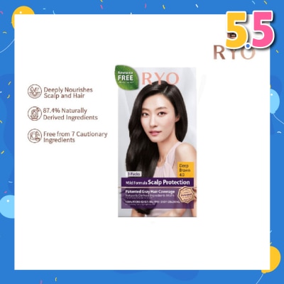 RYO Mild Formula Gray Hairdye Cream 4.0 Deep Brown 1s