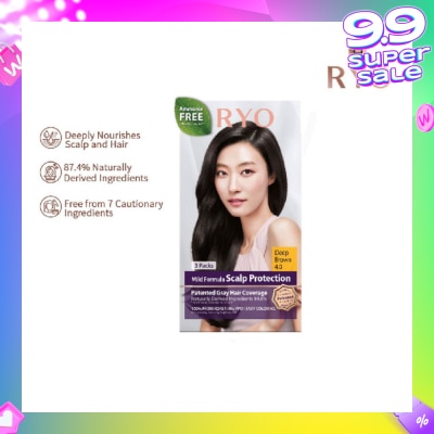 RYO Mild Formula Gray Hairdye Cream 4.0 Deep Brown 1s