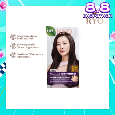 RYO Mild Formula Gray Hairdye Cream 4.5 Maroon Brown 1s