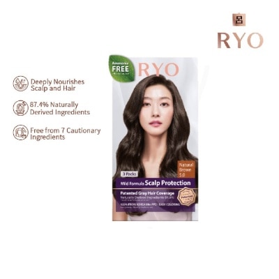 RYO Mild Formula Gray Hairdye Cream 5.0 Natural Brown 1s