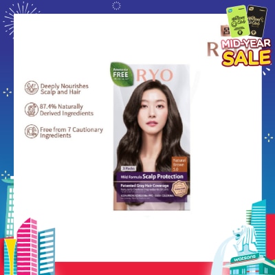 RYO Mild Formula Gray Hairdye Cream 5.0 Natural Brown 1s