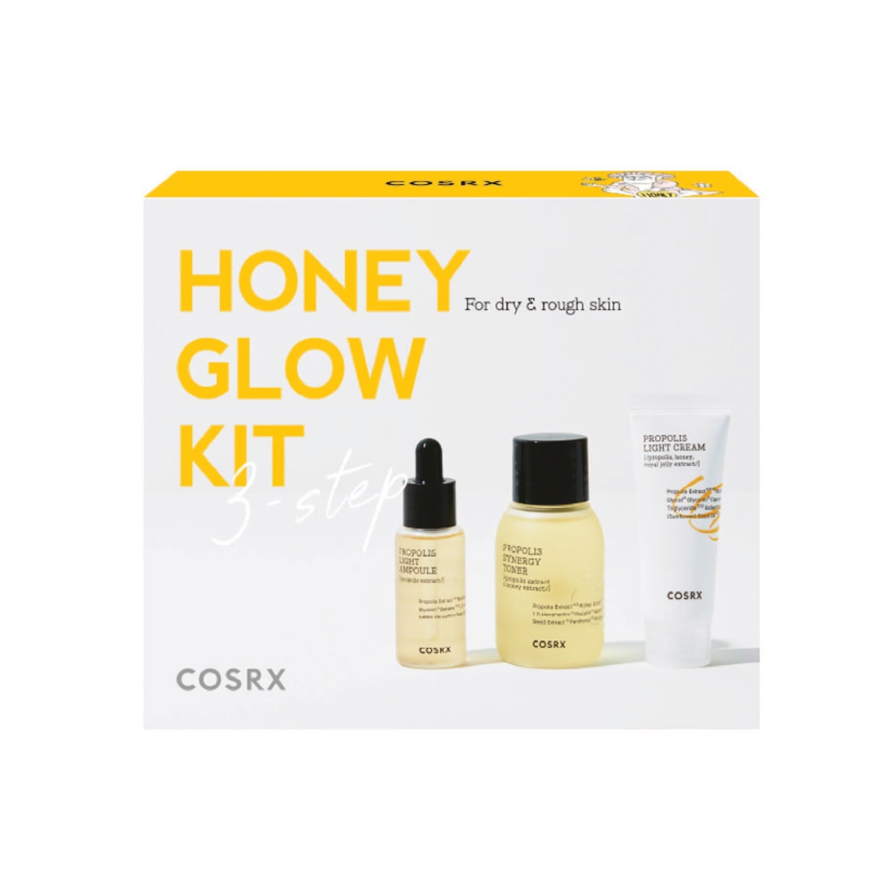 Honey Glow Kit - 3 Step (Propolis Synergy Toner 30ml + Propolis Light Ampoule 10ml + Propolis Light Cream 15ml) 1s