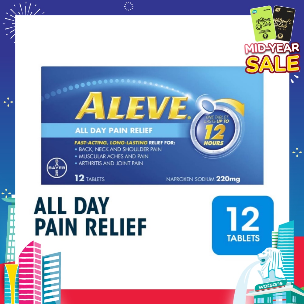 Naproxen Sodium 220mg All Day Pain Relief Lasts Up to 12 Hours (Relief Joint & Muscle Pain) 12s
