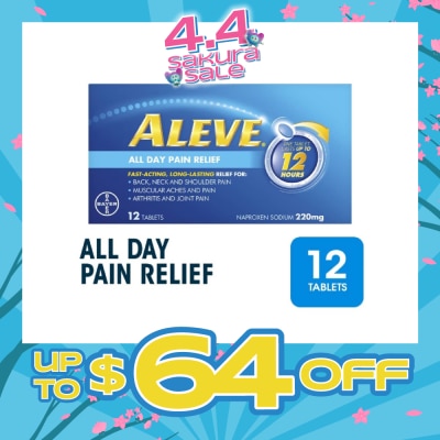 ALEVE - Naproxen Sodium 220mg All Day Pain Relief Lasts Up to 12 Hours (Relief Joint & Muscle Pain) 12s