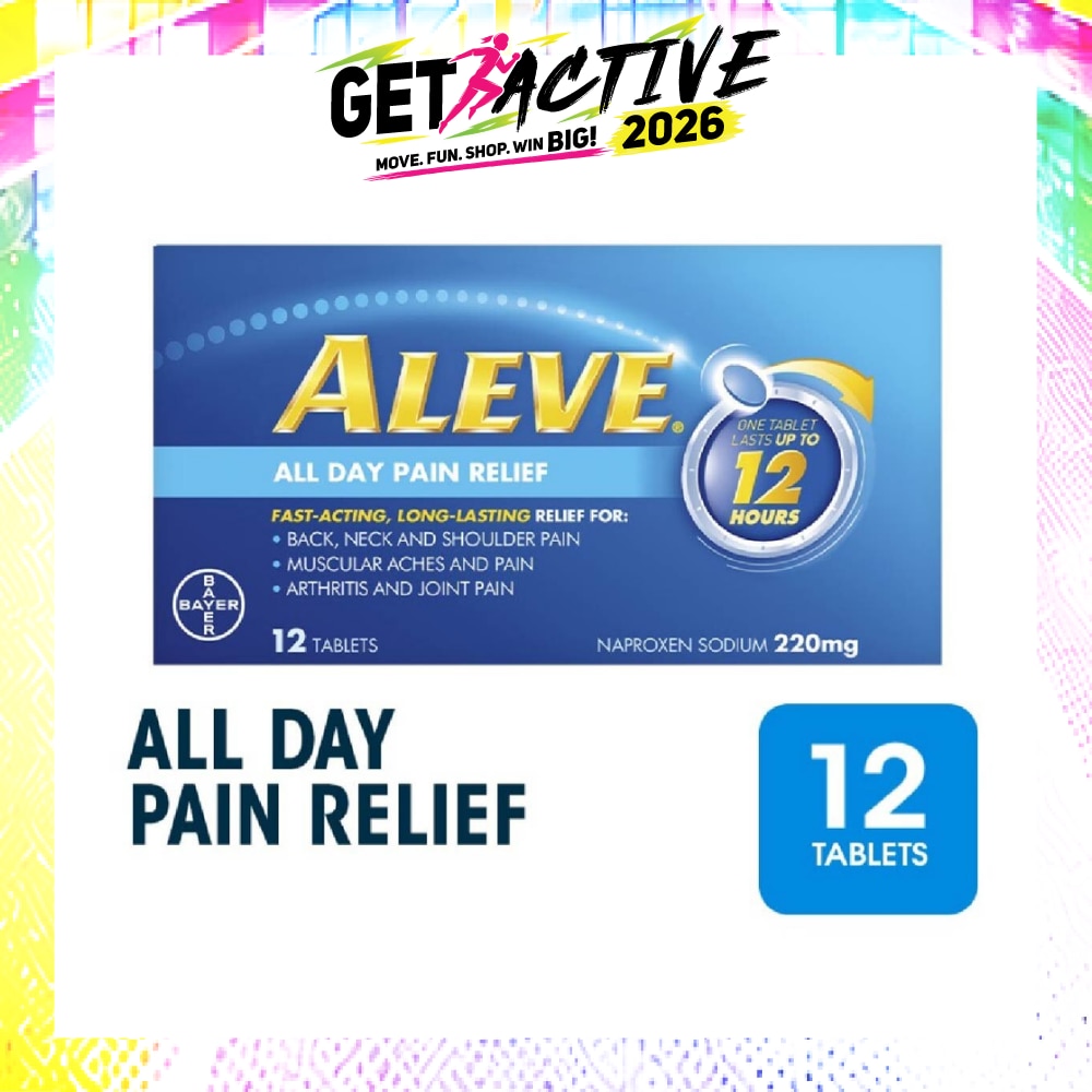 Naproxen Sodium 220mg All Day Pain Relief Lasts Up to 12 Hours (Relief Joint & Muscle Pain) 12s image