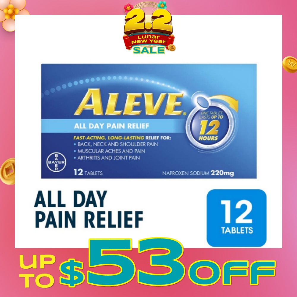 Naproxen Sodium 220mg All Day Pain Relief Lasts Up to 12 Hours (Relief Joint & Muscle Pain) 12s
