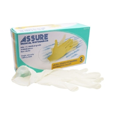 ASSURE Powdered Latex Gloves (For General and Examination Purposes) Size S 100s