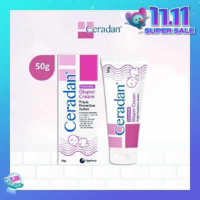CERADAN Diaper Cream (Protect & Prevent Diaper Rash + With Zinc Oxide, Octenidine & 3:1:1 Ceramide) 50g
