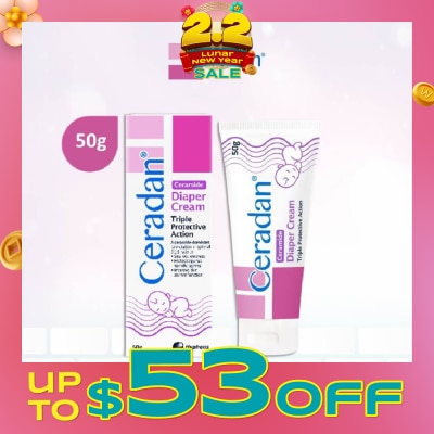 CERADAN Diaper Cream (Protect & Prevent Diaper Rash + With Zinc Oxide, Octenidine & 3:1:1 Ceramide) 50g