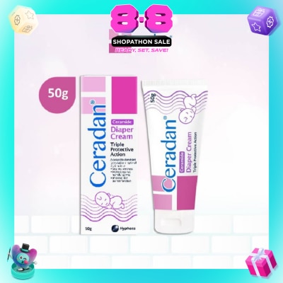 CERADAN - Diaper Cream (Protect & Prevent Diaper Rash + With Zinc Oxide, Octenidine & 3:1:1 Ceramide) 50g