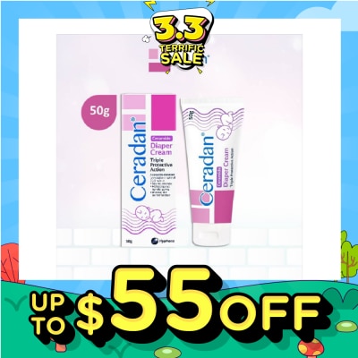 CERADAN Diaper Cream (Protect & Prevent Diaper Rash + With Zinc Oxide, Octenidine & 3:1:1 Ceramide) 50g