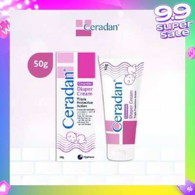 CERADAN Diaper Cream (Protect & Prevent Diaper Rash + With Zinc Oxide, Octenidine & 3:1:1 Ceramide) 50g