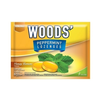 WOODS Peppermint Lozenges Honey Lemon 6s