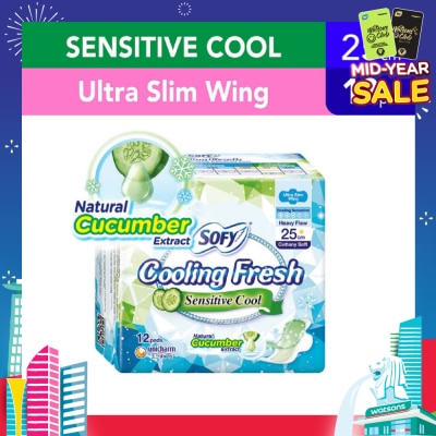 SOFY Sofy Cooling fresh Day Ultra Slim 25cm Wing Pad 12s (Cucumber)