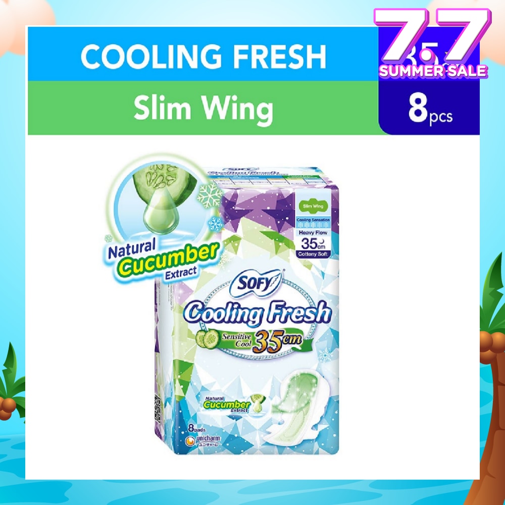 Sofy Cooling Fresh Night Slim 35cm Wing Pad 8s (Cucumber)