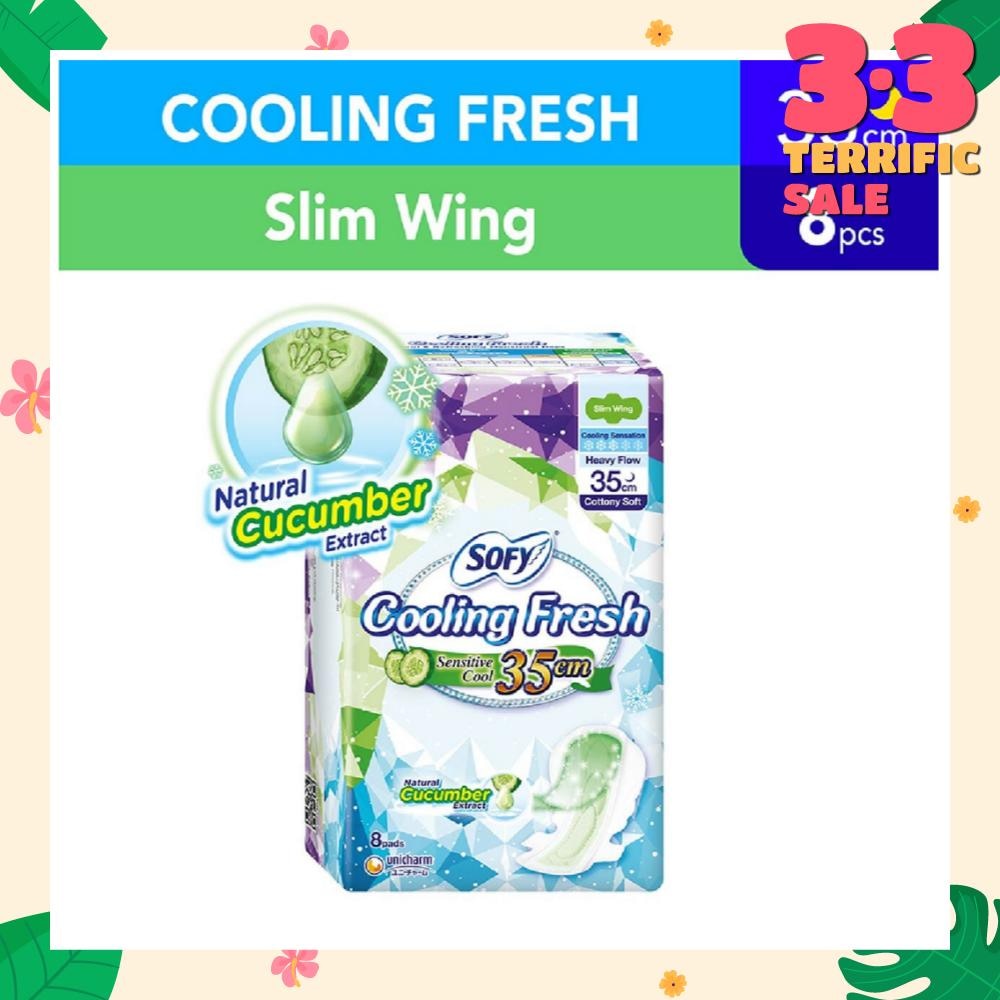 Sofy Cooling Fresh Night Slim 35cm Wing Pad 8s (Cucumber)