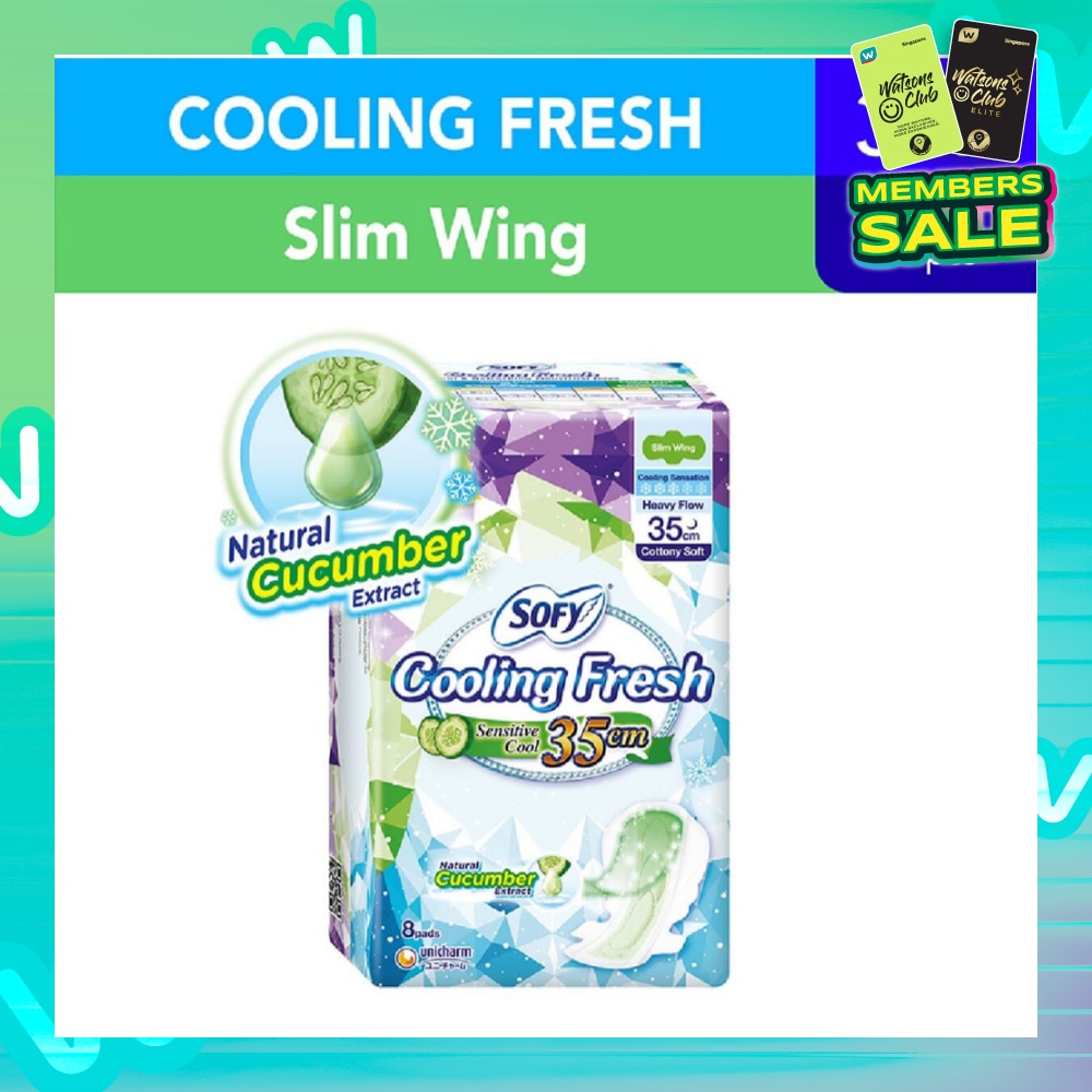 Sofy Cooling Fresh Night Slim 35cm Wing Pad 8s (Cucumber)
