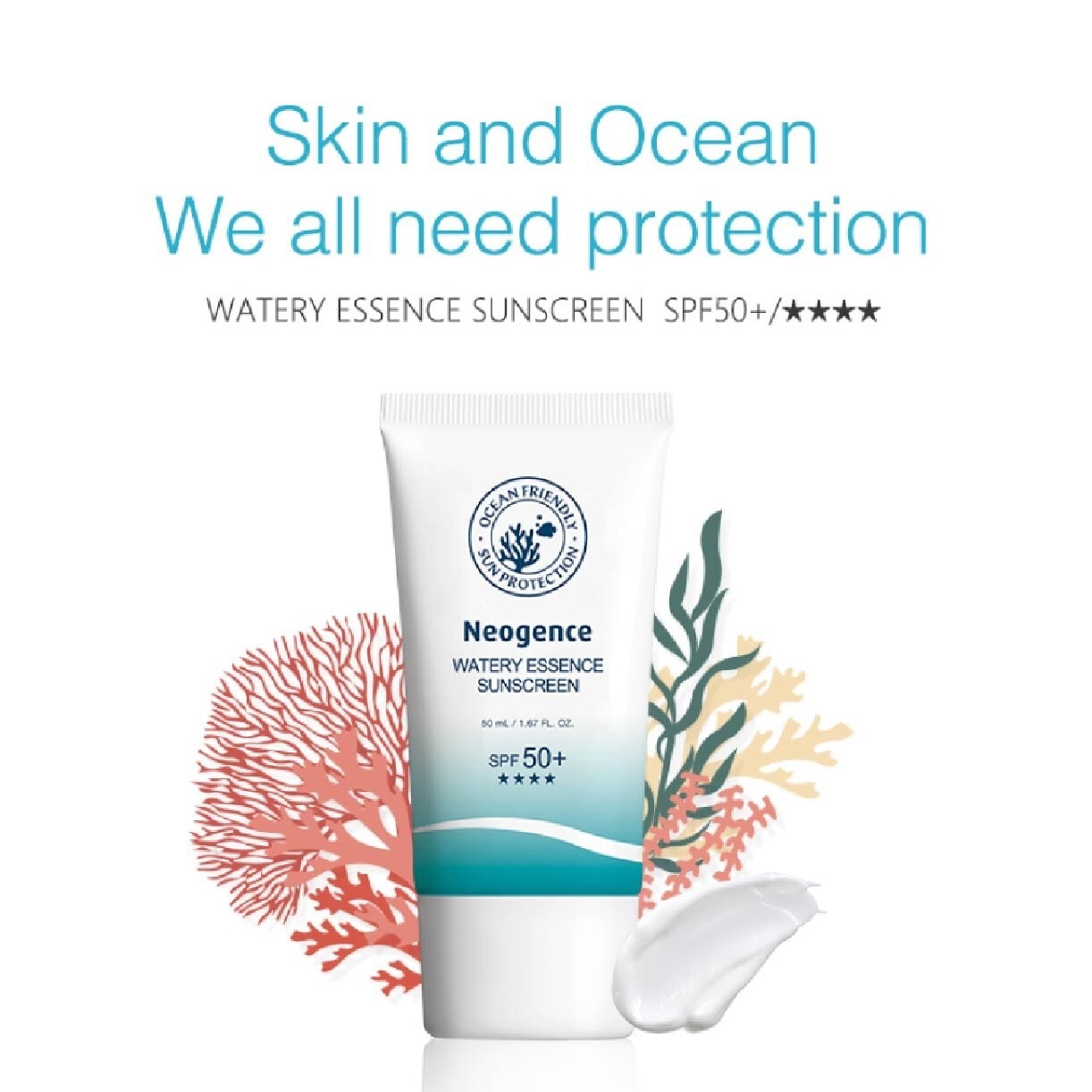 Watery Essence Sunscreen SPF 50+ (Effectively Prevent Tanning & Aging + Ocean Friendly) 50ml