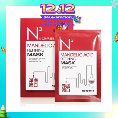 NEOGENCE N3 Mandelic Acid Refining Face Mask Sheet (Reduce Pore Size + Brighten Skin Tone) 6s