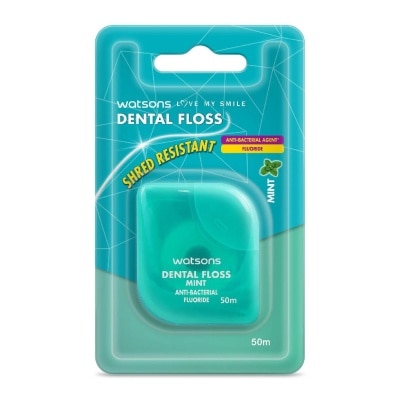 WATSONS Mint Anti-Bacterial Dental Floss (Anti-Bacterial, Shred Resistant) 50m