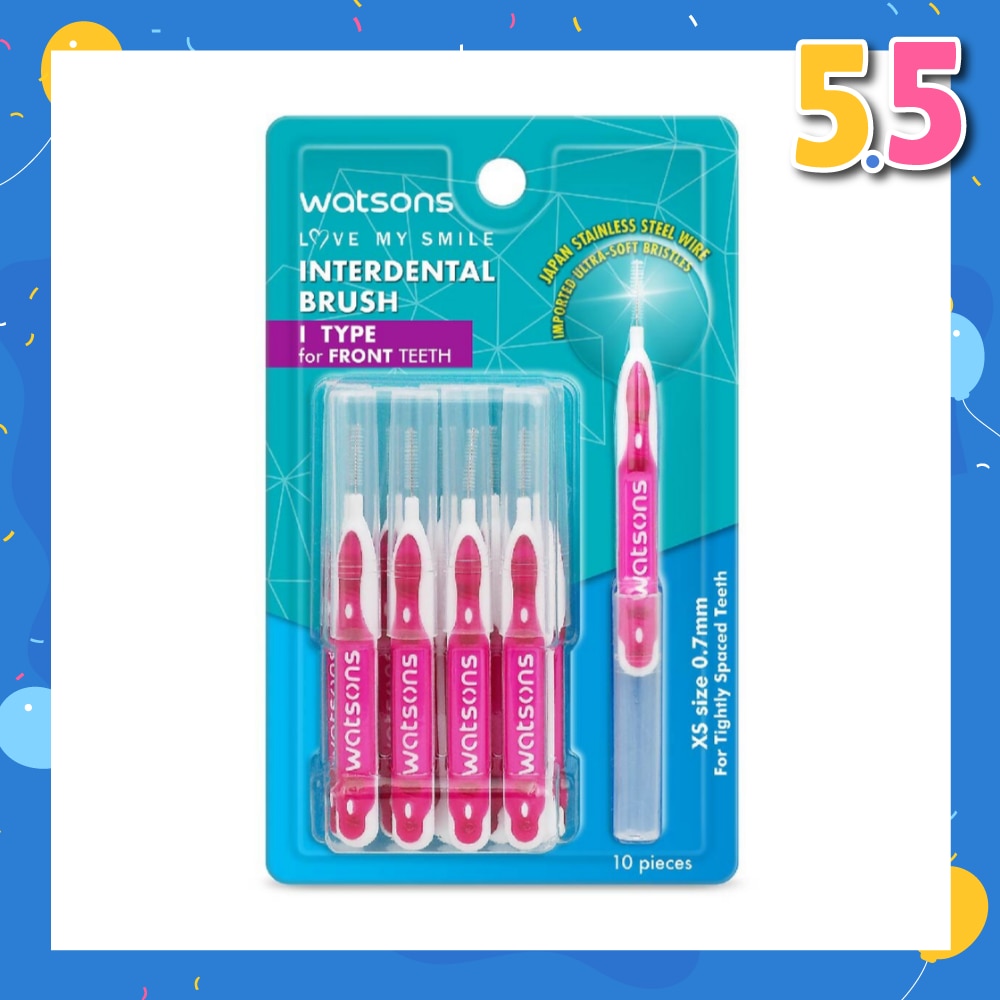 I-Type Interdental Brush (For front teeth, japan stainless steel wire, XS size 0.7mm) 10s