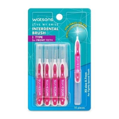 WATSONS I-Type Interdental Brush (For front teeth, japan stainless steel wire, XS size 0.7mm) 10s