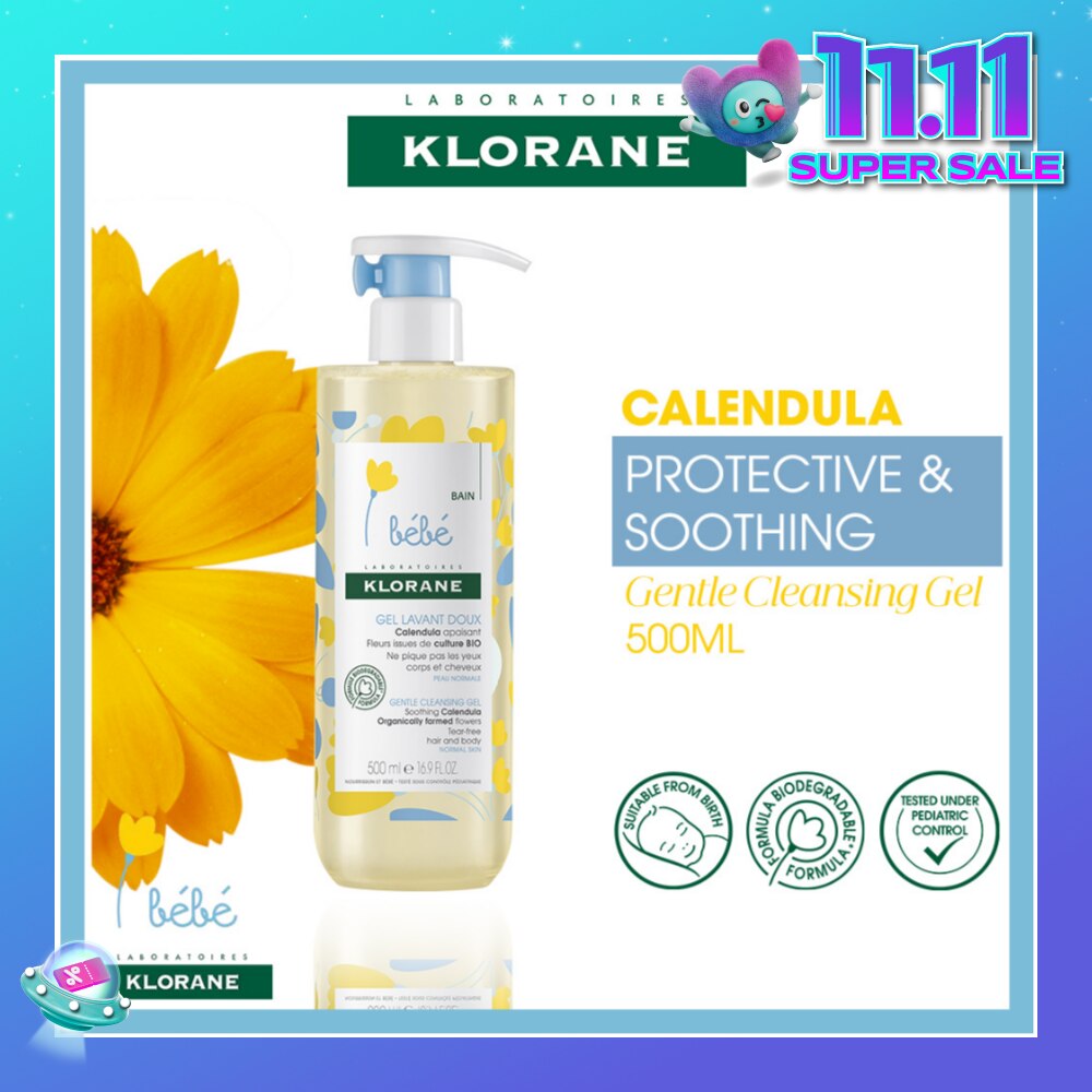 Bebe Gentle Cleansing Calendula Gel (Suitable For Baby From Birth, Tear-Free, For Hair & Body) 500ml