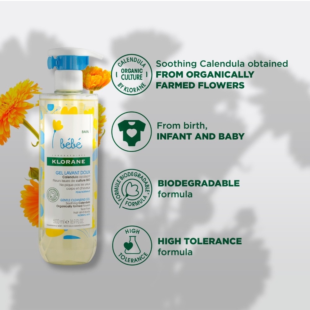 Bebe Gentle Cleansing Calendula Gel  (Suitable For Baby From Birth, Tear-Free, For Hair & Body) 500ml