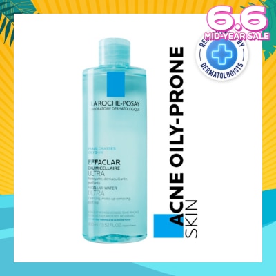 LA ROCHE-POSAY EFFACLAR Micellar Water Facial Cleanser (For Oily + Blemish-Prone Skin) 400ml