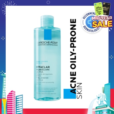 LA ROCHE-POSAY EFFACLAR Micellar Water Facial Cleanser (For Oily + Blemish-Prone Skin) 400ml