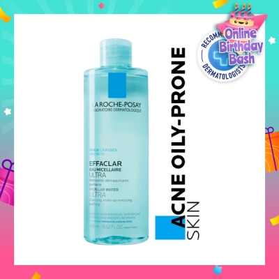 LA ROCHE-POSAY EFFACLAR Micellar Water Facial Cleanser (For Oily + Blemish-Prone Skin) 400ml