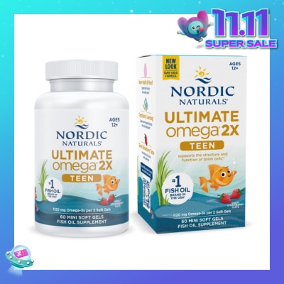 NORDIC NATURALS Ultimate Omega 2X TEEN Mini Softgel (Support Structure & Functions of Brain Cells) 60s