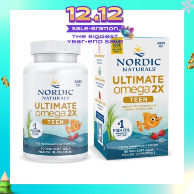 NORDIC NATURALS Ultimate Omega 2X TEEN Mini Softgel (Support Structure & Functions of Brain Cells) 60s