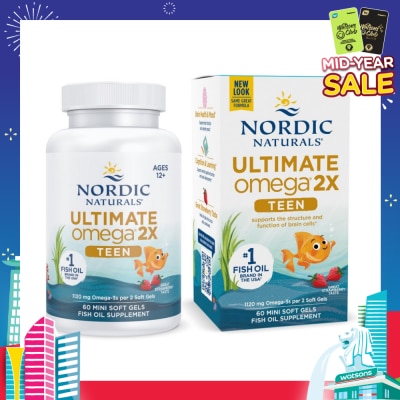 NORDIC NATURALS Ultimate Omega 2X TEEN Mini Softgel (Support Structure & Functions of Brain Cells) 60s