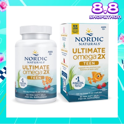 NORDIC NATURALS Ultimate Omega 2X TEEN Mini Softgel (Support Structure & Functions of Brain Cells) 60s