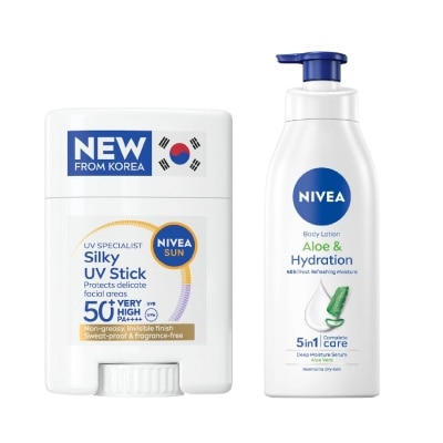 NIVEA - Aloe & Hydration + Silky UV Stick Bundle Set 1s