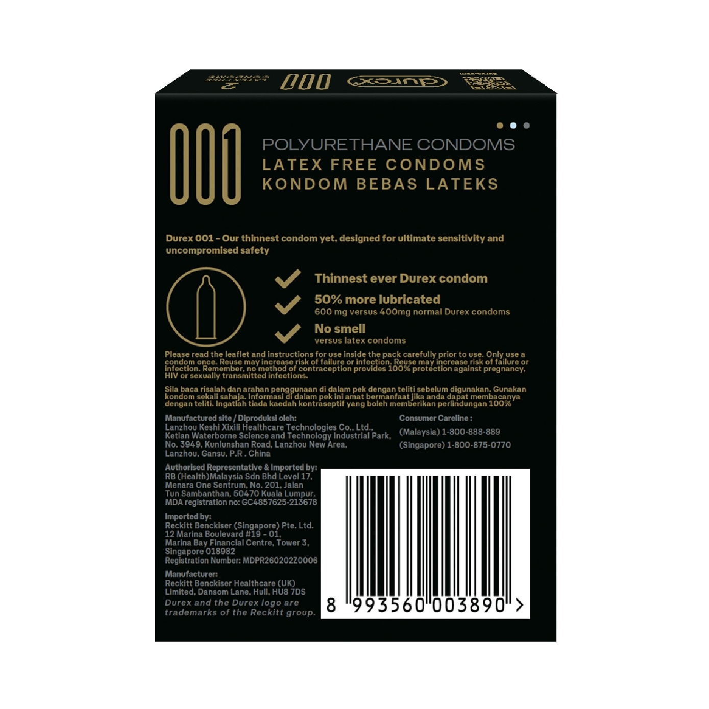 001 Ultra-Thin Latex Free Condom 2s