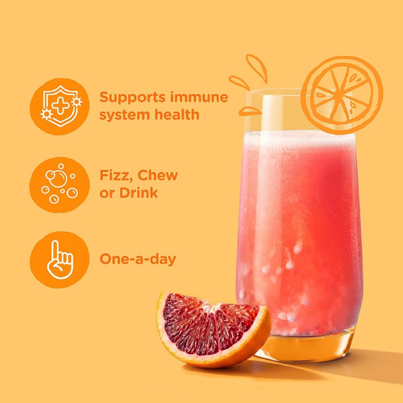 Fizzers Triple Immune Support Orange Flavour 5g x 5s