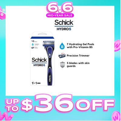 SCHICK - Hydro 5 Razor (7 Hydrating Gel Pools + 5 Blades with Skin Guard) 1s